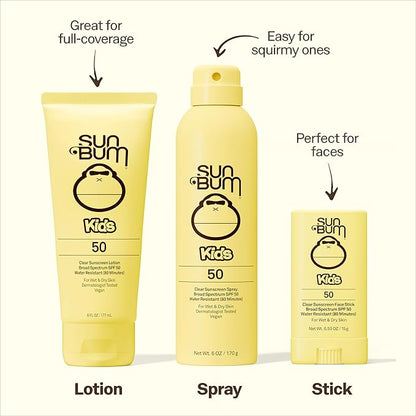 Sun Bum Kids SPF 50 Clear Face Stick Sunscreen - Wet or Dry Skin Application Broad Spectrum Sunscreen with Vitamin E - Hawaii Act 104 Compliant (Without Octinoxate & Oxybenzone) - Travel Size 0.53 oz