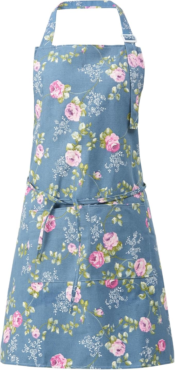 DILLMAN Aprons for Women with Pockets Cotton Linen Cooking Kitchen Baking Soft
