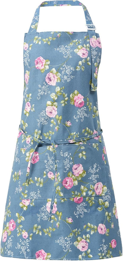 DILLMAN Aprons for Women with Pockets Cotton Linen Cooking Kitchen Baking Soft