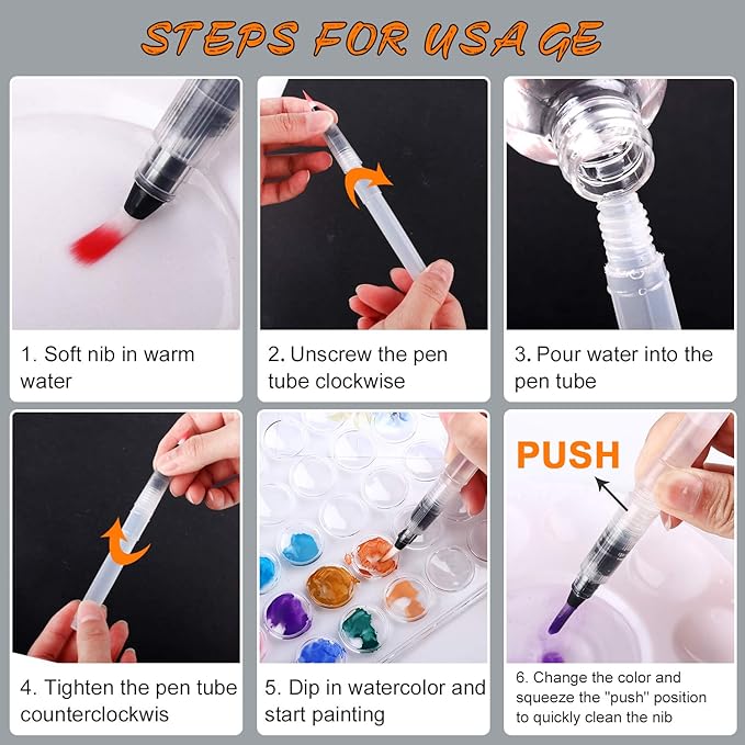 AROIC 36 Colors Watercolor Paint Set, Watercolor Pan Set with 10 Nylon Brushes and 6 Refillable Water Brushes. Perfect for Adults, Children and Beginner Artists.