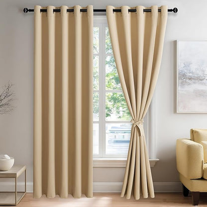 JIUZHEN Beige Blackout Curtains