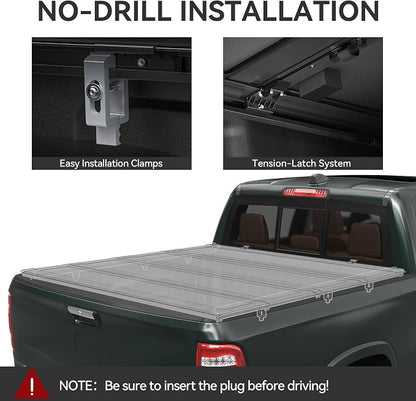 AUTOSAVER88 Low-Profile Hard Quad Fold Truck Bed Tonneau Cover Fit for Dodge Ram 1500 2009-2024 (19-24 Classic), Fit for Dodge Ram 2500 3500 2010-2026 with 6.4ft Bed Without Rambox