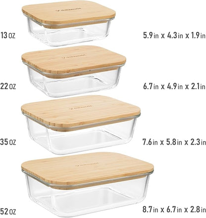 Set of 4 Stackable Space-Saving Nesting Glass Containers