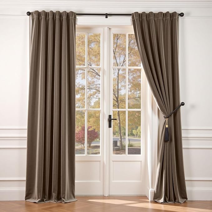 Lazzzy Velvet Blackout Curtains Thermal Insulated Room Window Drapes Super Soft