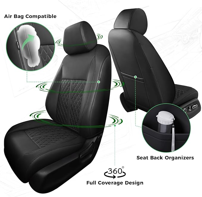 for Honda Civic Leather Seat Covers, Hatchback Sport LX 2022-2026, Custom Fit Car Seat Cover Full Set, Waterproof Accessories, Black (60/40 Split Benches-W/O Rear Armrest)