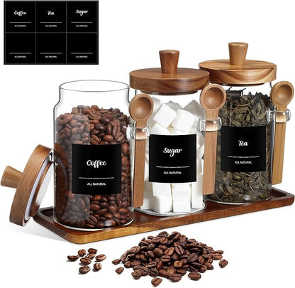 Suclain 3 Pcs Glass Coffee Container