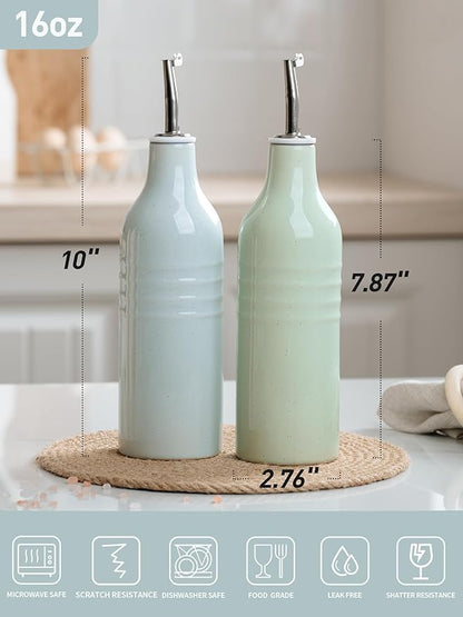 famiware Jupiter 16oz Ceramic Olive Oil Dispenser Bottle, Olive Oil and Vinegar