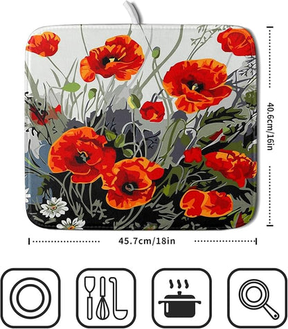 Giwawa Poppy Dish Drying Mat 16x18 inch