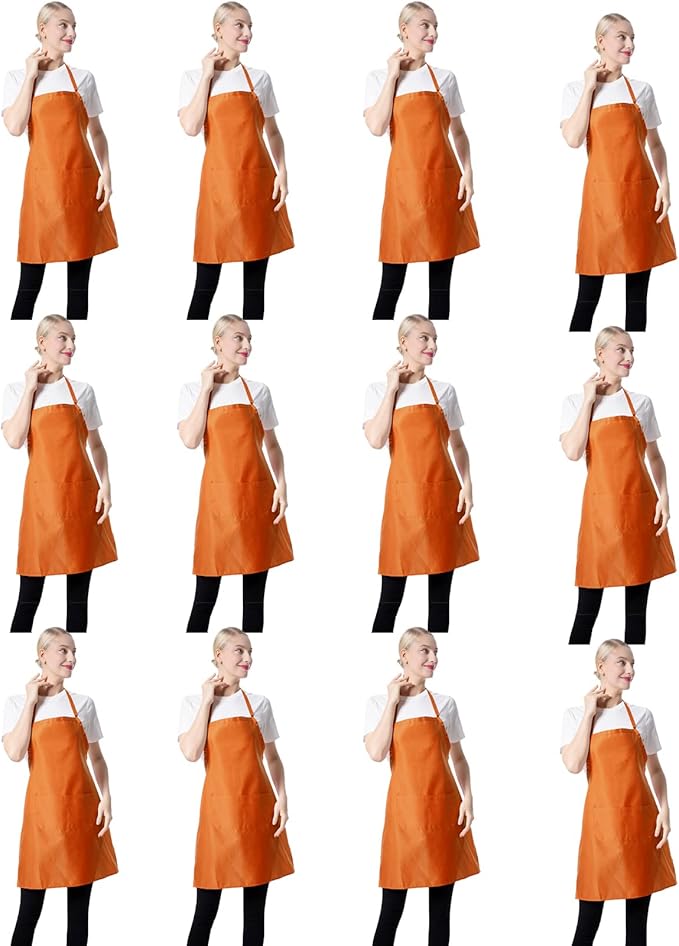 Orange Plain Bib Aprons Bulk in Big Size