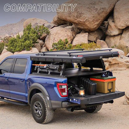 Syneticusa ER Power Retract Hard Tonneau Cover with Rack Kit Fits 2004-2026 Ford F-150 6’7” (78.9”) Truck Bed Off Road Overlanding Retractable