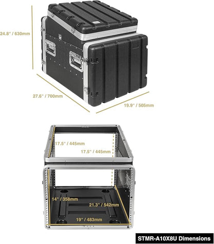 Sound Town Lightweight and Compact 8U ATA ABS Rack Case,