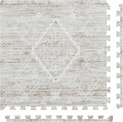 House of Noa Baby Play Mat – 4x8 Driftwood Ula – Set of 8 Tiles – Cushioned EVA Foam Play Mat for Floor, Soft Interlocking Baby Crawling Mats for Hard Floors