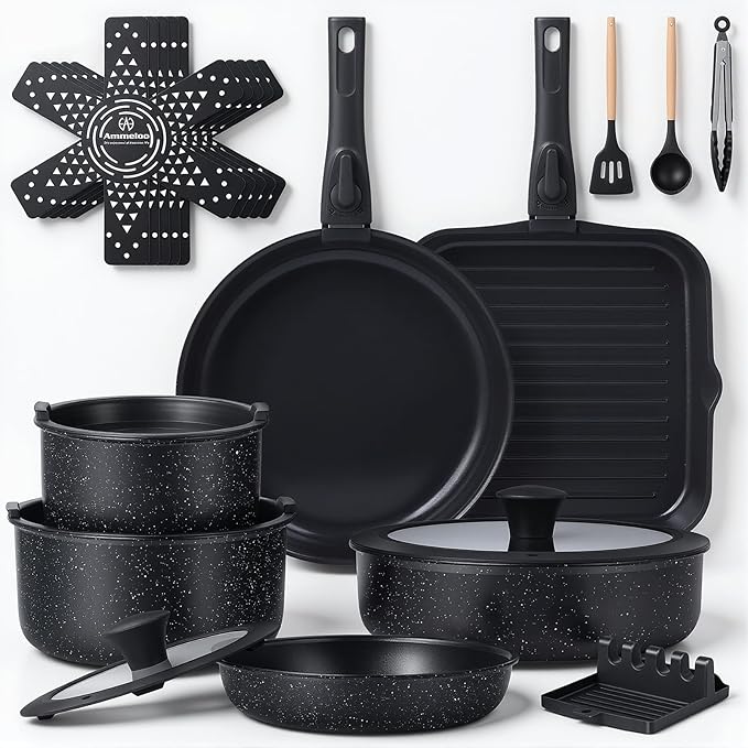 Ammeloo 21 Pcs Pots and Pans Set Non Stick