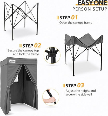 EAGLE PEAK Flex Compact 4x4 Pop-up Canopy Changing Room, Portable Privacy Dressing Room for Indoor Fashion Photoshoots, Camping, or Pool, Dark Gray