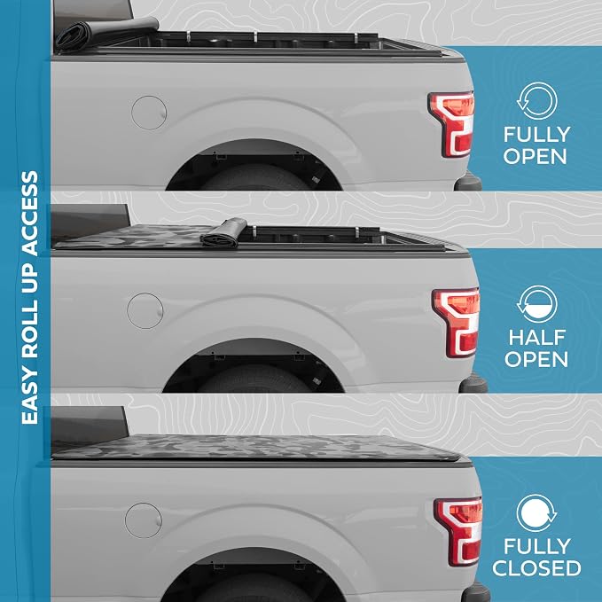Camo Tonneau Cover Soft Roll-up Truck Bed Protector All Weather Retractable for Chevrolet Chevy Silverado 1500 2019-2026 and GMC Sierra 1500 19-26 Short Bed 5.8 ft (NO Multi-Flex Tailgate)