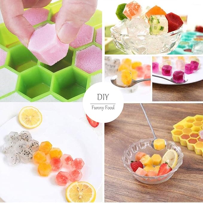 Azyh Ice Cube Trays with Lid, 2 Pack Silicone Ice Cube Trays with Lid-37 Grid
