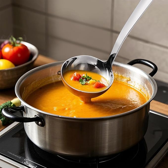 HIFIND Large Ladle Spoon 10.6 Inches Stainless Steel, Heavy Duty Mirror