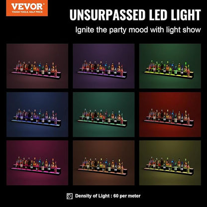 VEVOR LED Lighted Liquor Bottle Display, 2 Tiers 60 Inch Commercial Illuminated