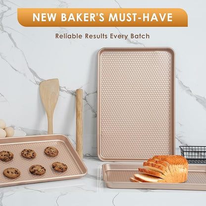 Baking Sheet Pan Set of 3, Nonstick Carbon Steel Cookie Sheets