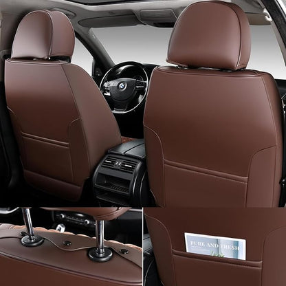 Coverado Front Car Seat Covers, Waterproof Seat Covers for Cars with Velvet, Car Seat Protector Universal Fit for Most Sedans SUV Pick-up Truck(Coffee)