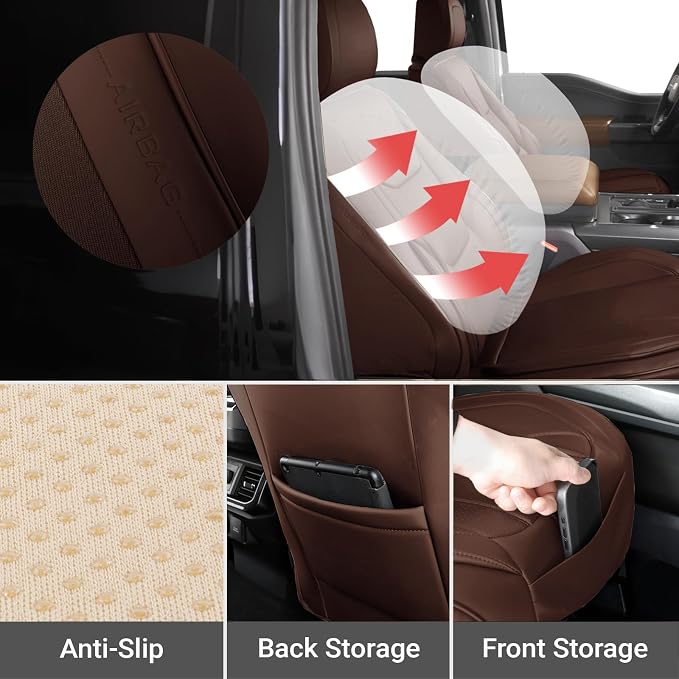 Coverland Custom SUV Car Seat Covers Front Seats for [2003-2009 Lexu s GX 470] - Protector Car Seat Cover Water Resistant Leather Memory Form Back Support Seat Cushion [Front-Dark Brown]