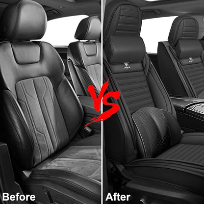 Seat Covers Full Set Fit for Nissan Rogue 2015-2026, Breathable and Comfortable Leather Car Seat Cover, Deluxe Waterproof Cushion Cover Auto Interior Accessories (Black)