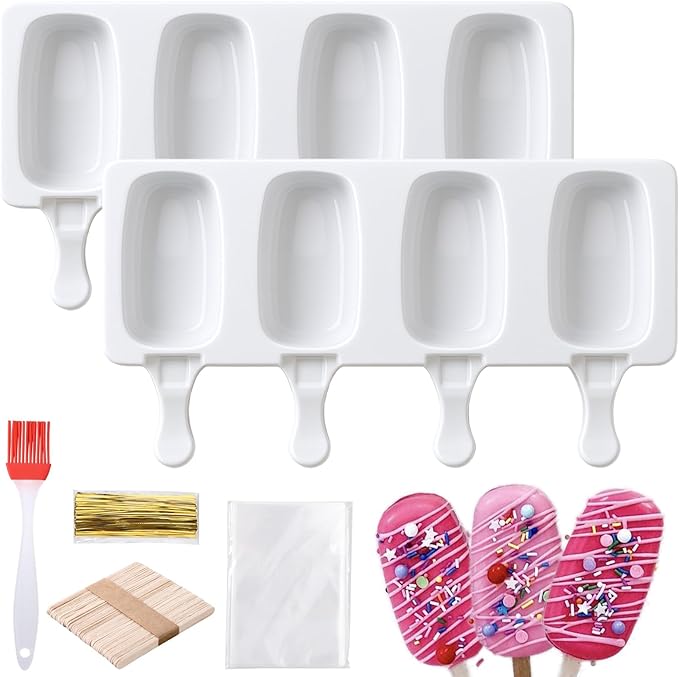 Juome Cake Pop Mold Kit, 8 Cavities Small Cakesicle Molds Silicone