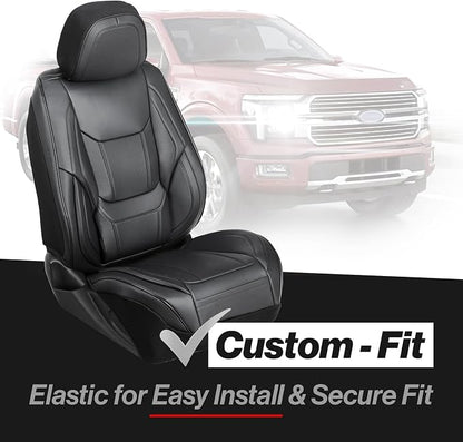 Coverland Custom Truck Car Seat Covers Full Set for [2004-2008 F150 SuperCrew Cab] - Protector Car Seat Cover Water Resistant Leather Memory Form Back Support Seat Cushion [Full Set-Black]
