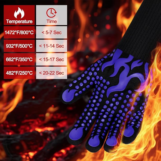 Comsmart BBQ Gloves, 1472F Heat Resistant Silicone Non-Slip Oven Mitts