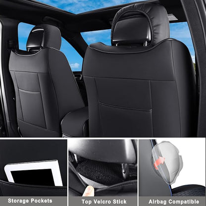 Huidasource Upgrade Grand Cherokee Seat Covers, Full Coverage Waterproof Leather Car Seat Covers, Custom Seat Cushion Protector Fit for Jeep Grand Cherokee 2011-2021 (Full Set/Black)