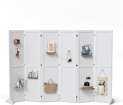 Bonnlo 4/6 Panel Pegboard Freestanding, 5 FT Portable Display Board Organizer