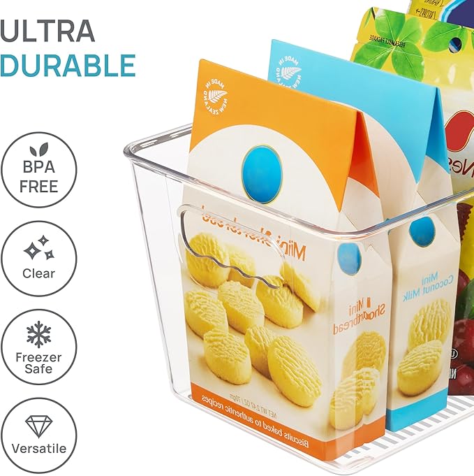 Vtopmart 6 Pack Clear Storage Bins, Pantry Cabinet Organizer Bins
