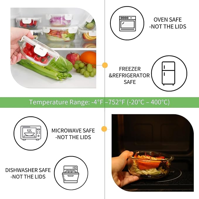 HOMBERKING Glass Food Storage Containers