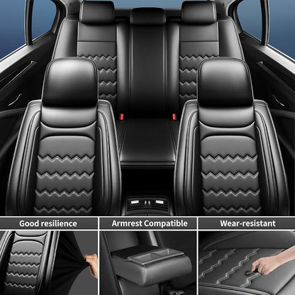 Explorer Car Seat Covers Custom Fit for Ford Explorer 2004-2025 2026 Full Coverage Leather Waterproof Breathable Seat Covers, Automotive Seat Protectors, Airbag Compatible(2 Front Seats, Black)