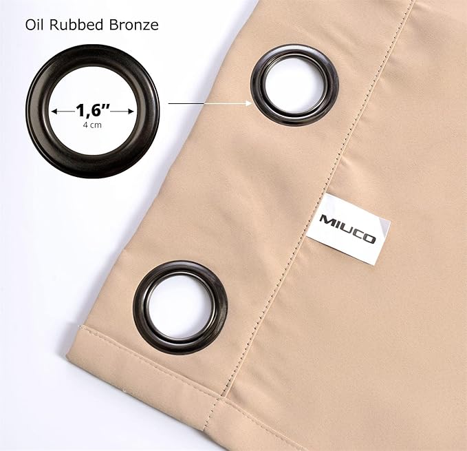 MIUCO Room Darkening Soild Grommet Blackout Curtains Panels
