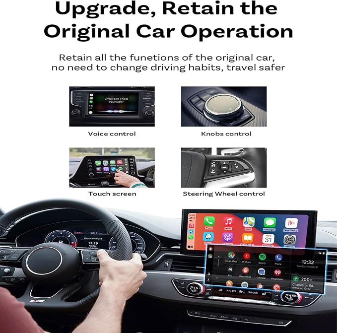 Wireless Carplay Adapter for Audi Q4 Sportback e‑tron 2022 2023 2024, 2 in 1 Android Auto/Carplay Wireless Adapter Auto Reconnect Accessories