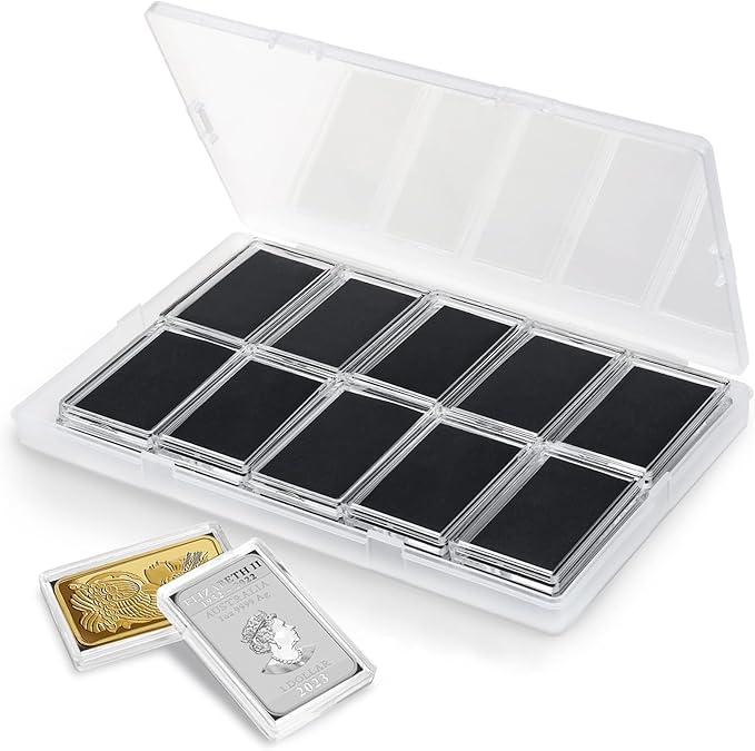 Silver Bar Case - 20 Pcs Acrylic Storage Containers for 1 Oz Silver Bars