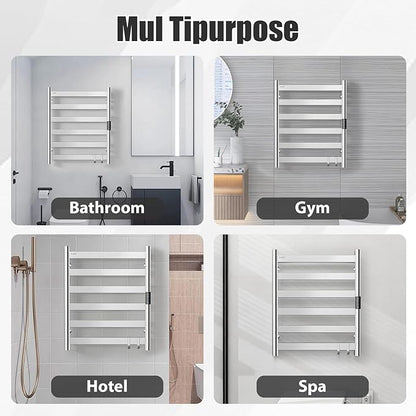 R FLORY Heated Towel Rack for Bathroom, 6 Bar Wall Mounted Towel Warmer Rack