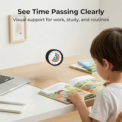 Searon Quiet Visual Timer with Magnet, Countdown Timer with Rainbow Disk and