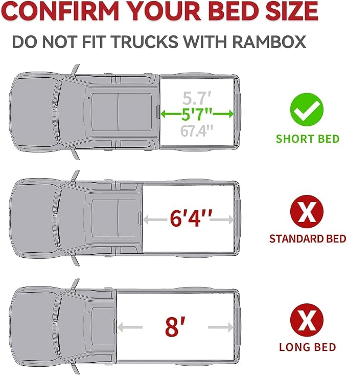 YITAMOTOR FRP Hard Tri-Fold Truck Bed Tonneau Cover Fits for Dodge Ram 1500 2009-2026 (Classic & New) 5.7 ft Bed Without Rambox