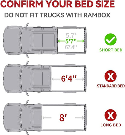 YITAMOTOR FRP Hard Tri-Fold Truck Bed Tonneau Cover Fits for Dodge Ram 1500 2009-2026 (Classic & New) 5.7 ft Bed Without Rambox