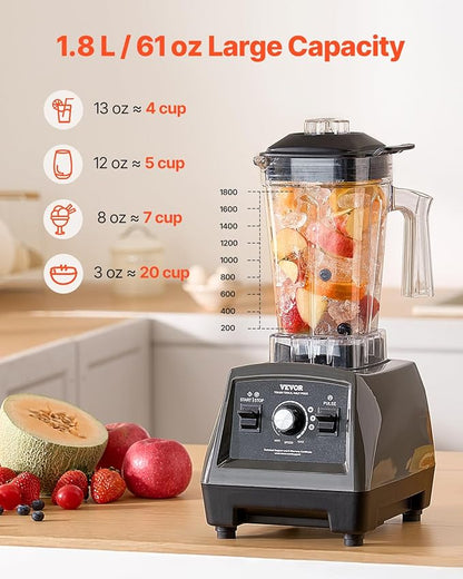 VEVOR Blender for Smoothies, 61 oz 1400W, Professional Blender