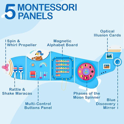 Monläurd® Wooden Airplane Activity Wall Panel