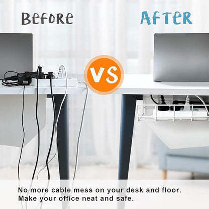 Under Desk Cable Management- 4 Pack Cord Organizer. Metal Wire Cable Management