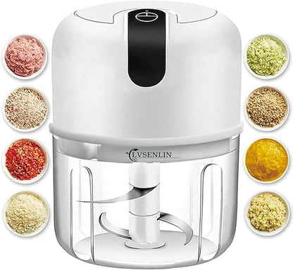 250ML Electric Garlic Chopper, Mini Portable Veggie Choppers, Garlic Grinder Masher Onion Chopper, Blender to Vegetable, Wireless Food Processor for Ginger, Chili, Fruit, Meat, etc