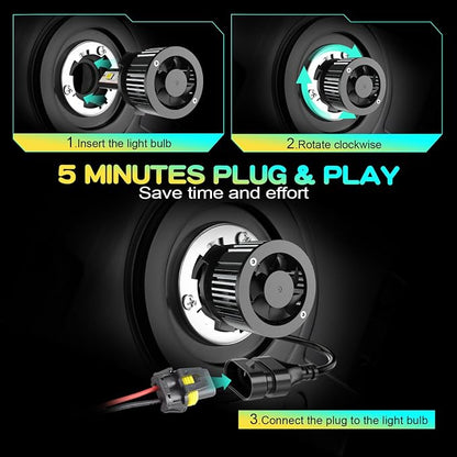 Compatible for Ford Edge High Low Beams 2007 2008 2009 2010 2015 2016 2017 2018 2019 2020 2021 2022, 6500K White Powersports Light Bulbs, Plug-n-Play, for Off-Road Use, Pack of 4