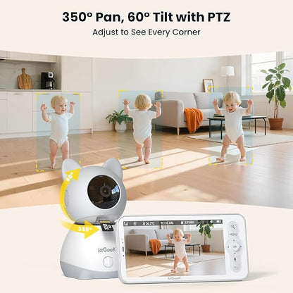 ieGeek Baby Monitor with 2 Cameras, 2-Way Audio, Cry Detection, Temperature