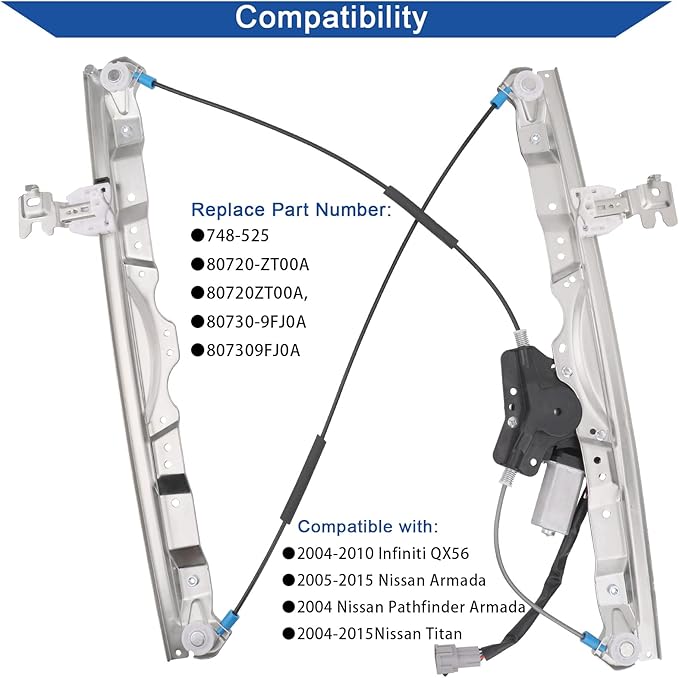 Obaee 748-525 Front Right Passenger Side Power Window Lift Regulator