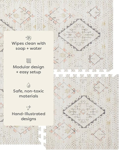House of Noa Baby Play Mat – 4x8 Oat Ula – Set of 8 Tiles – Cushioned EVA Foam Play Mat for Floor, Soft Interlocking Baby Crawling Mats for Hard Floors