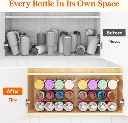 Lifewit Stackable Bottle Storage Organizer, Large Slot Water Bottle Tumbler Cup